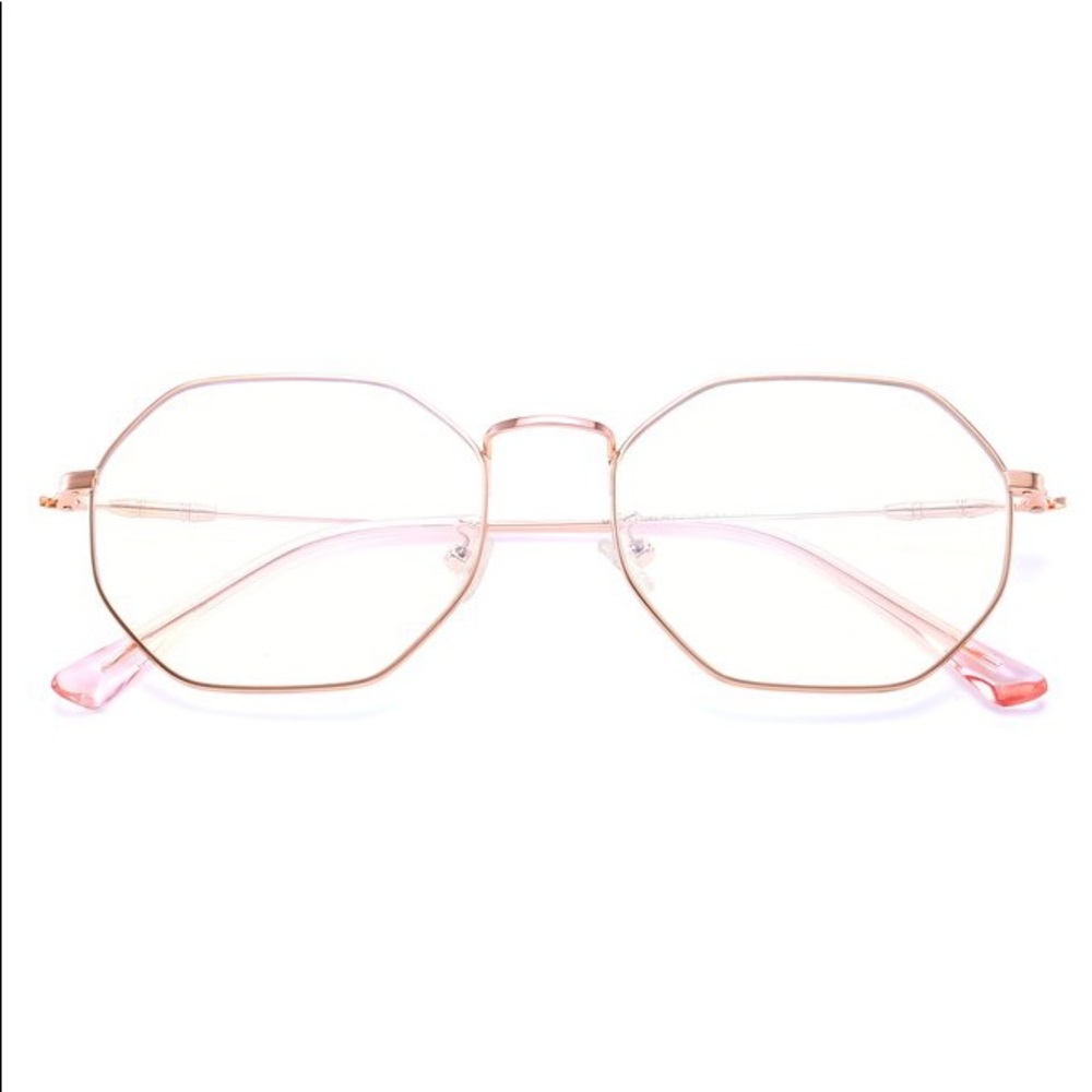 3 Anti-Blue Light Glasses | Octagon | Rose Gold